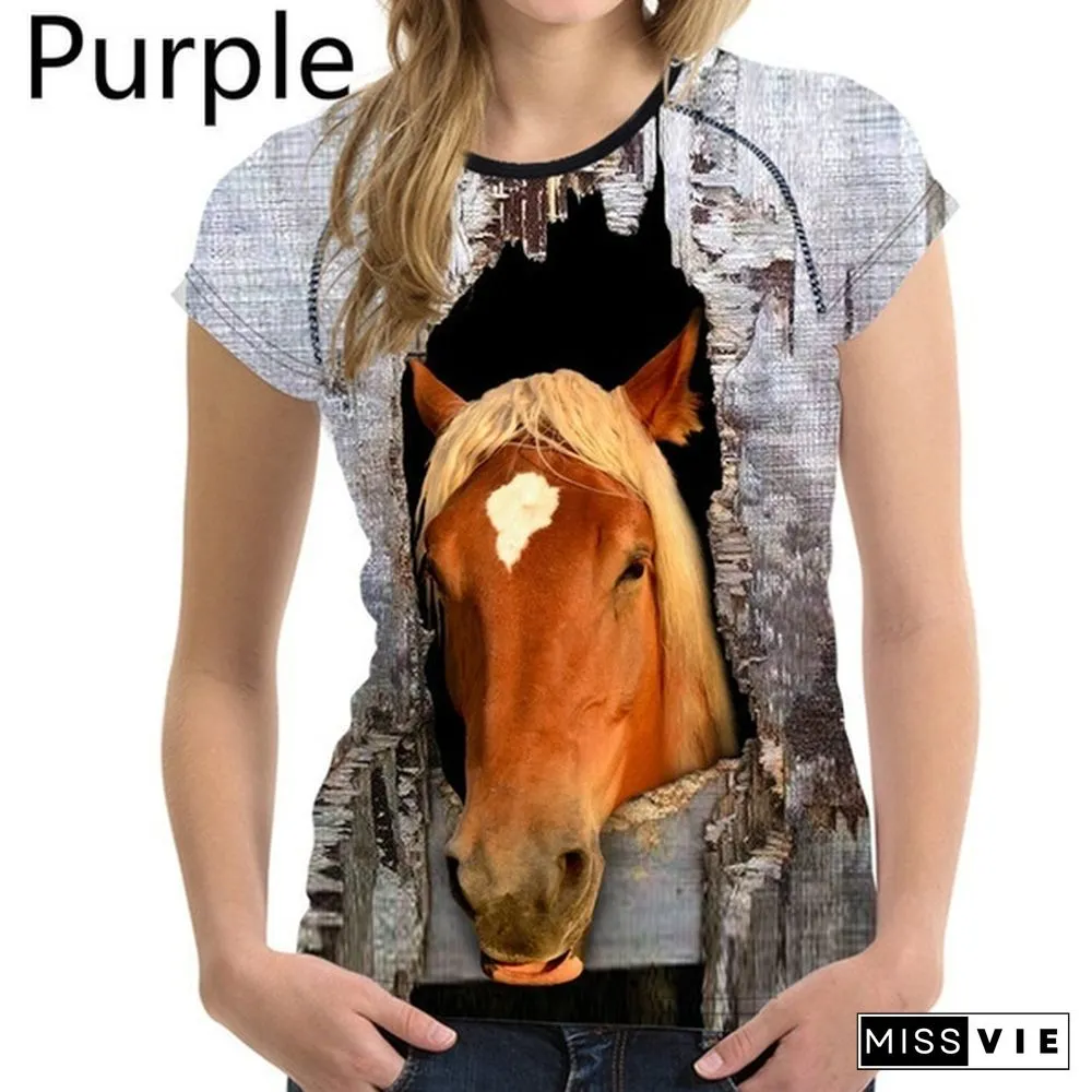 Crazy Horse T-shirts for Women Tees Shirt Harajuku Trendy Tops Tshirts Ladies Short Sleeve Tees Slim T-shirt