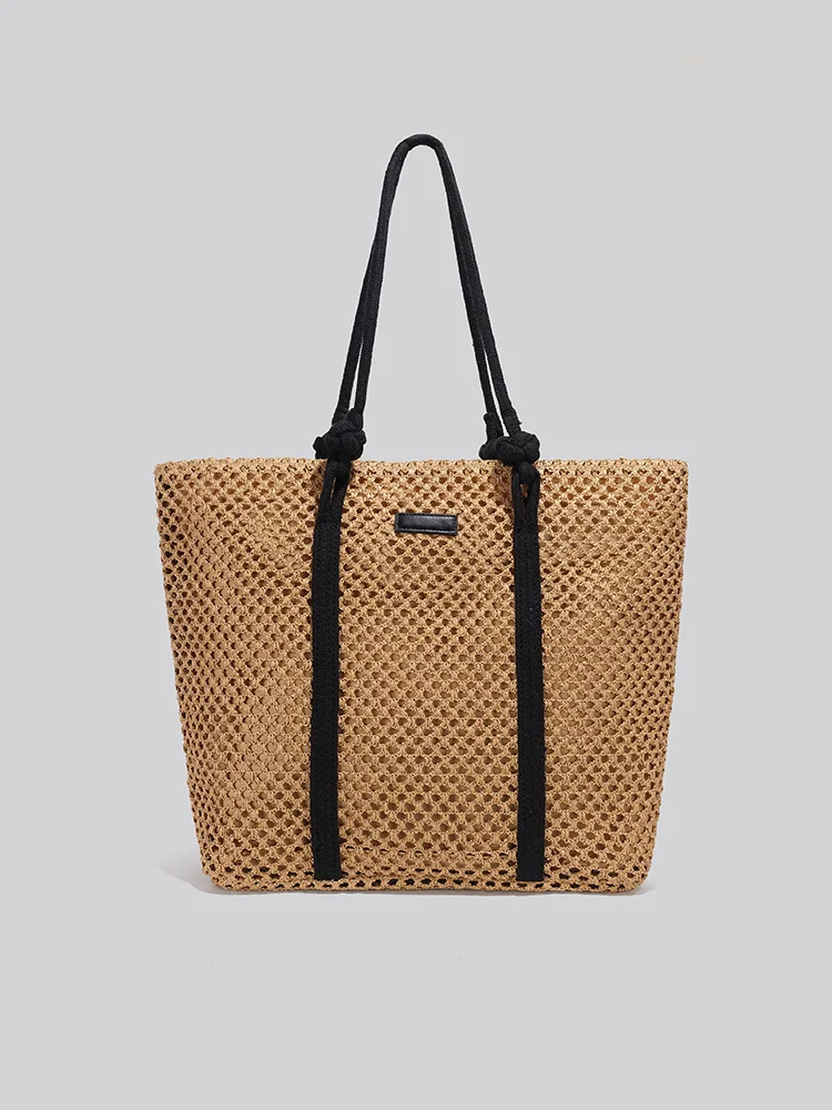 Lulusnow Handmade Straw Beach Summer Bag,Vintage Foldable Handbag for Travel Crochet Shoulder Bag  Minimalist Lifestyle