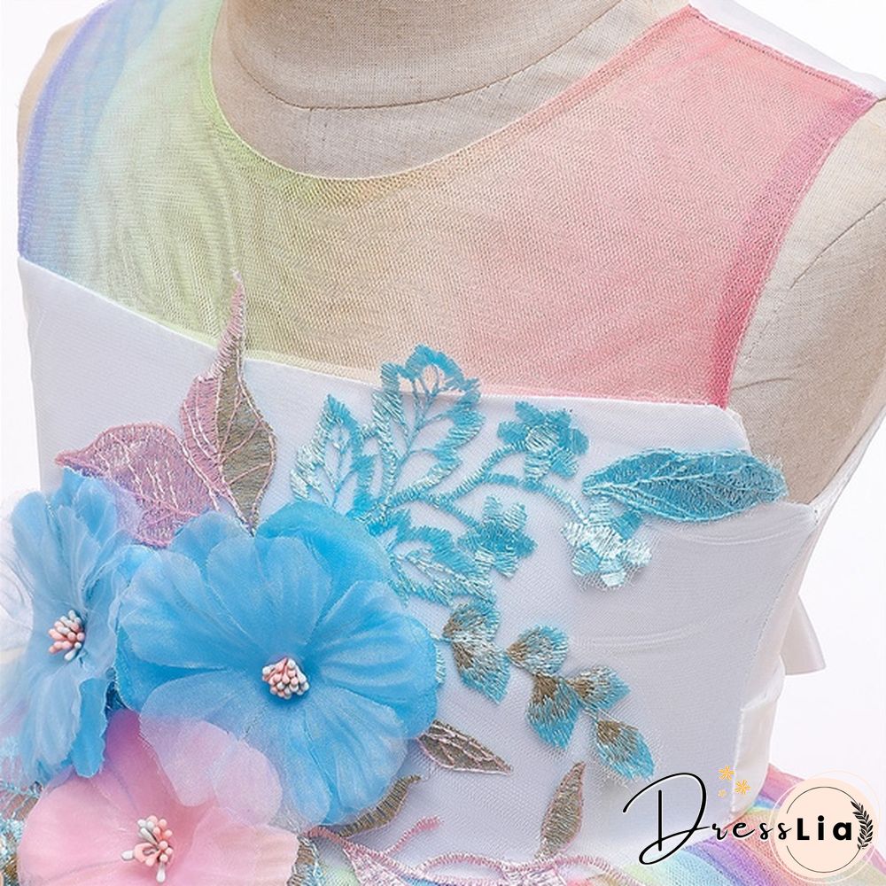 Unicorn Headband Princess Dress Children Summer Outfit kids fancy pony rainbow tulle tutu