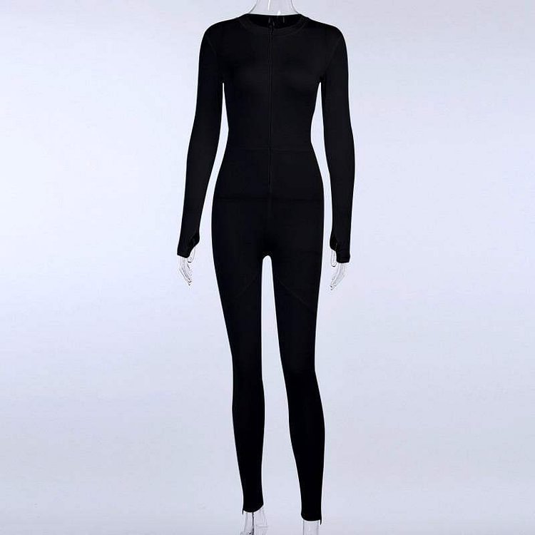 Autumn Bodycon Jumpsuit Women Long Sleeve Workout Overalls Romper Fitness One Piece Jumpsuit Ladies White Overalls For Women