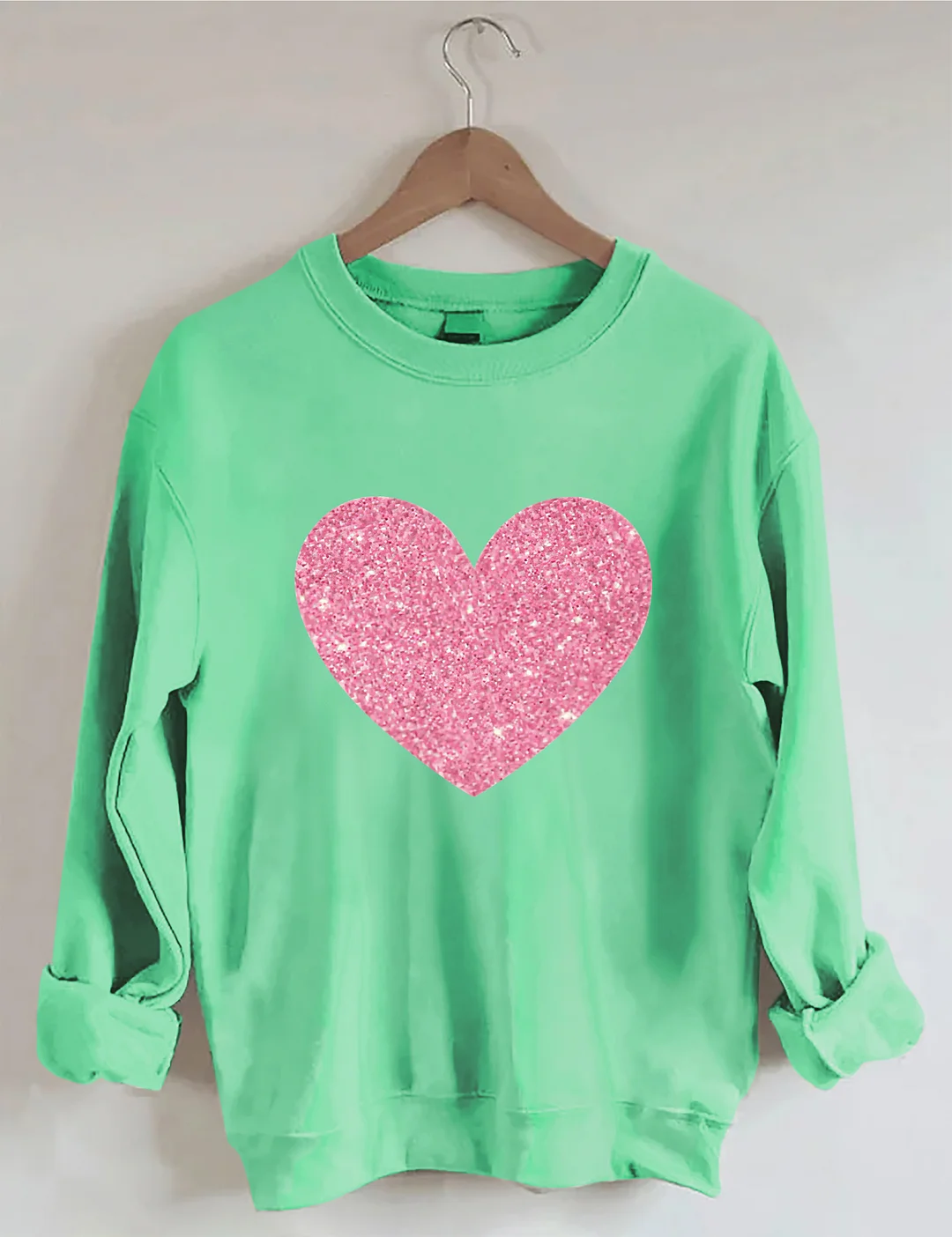 Valentine&rsquo;s Day Glitter Heart Sweatshirt