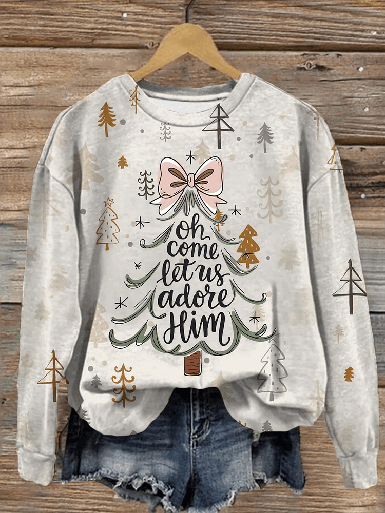 Women's Christmas Pattern Crew Neck Pattern Neck Sweatshirt
