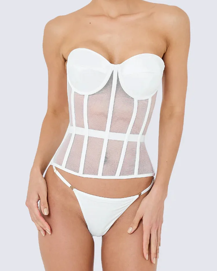 Breast-Covering Mesh Sexy Corset