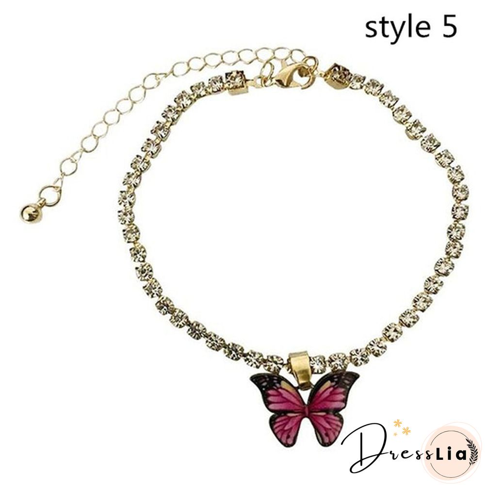 Style Butterfly Pendant Anklet for Women Beach Foot Jewelry Crystal Chain Anklets Bracelet