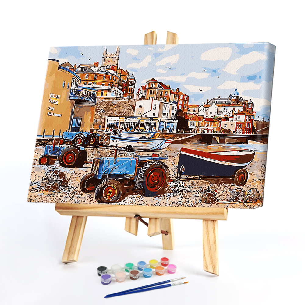 

40*50CM Paint By Numbers-Beach Sailing, 501 Original