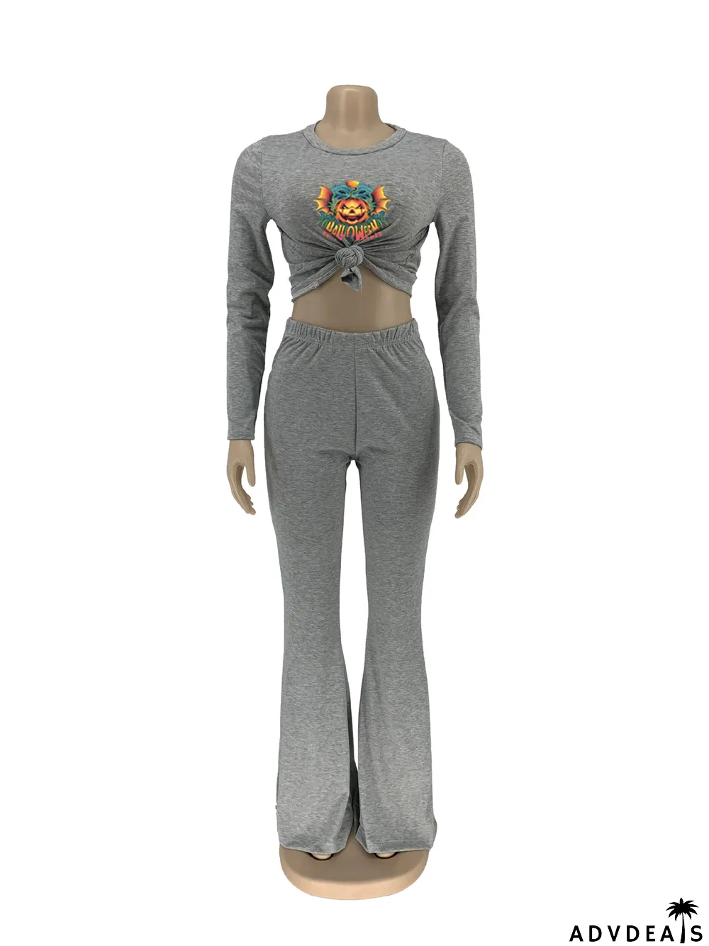 Fashion Crew Neck Print Casual Suit