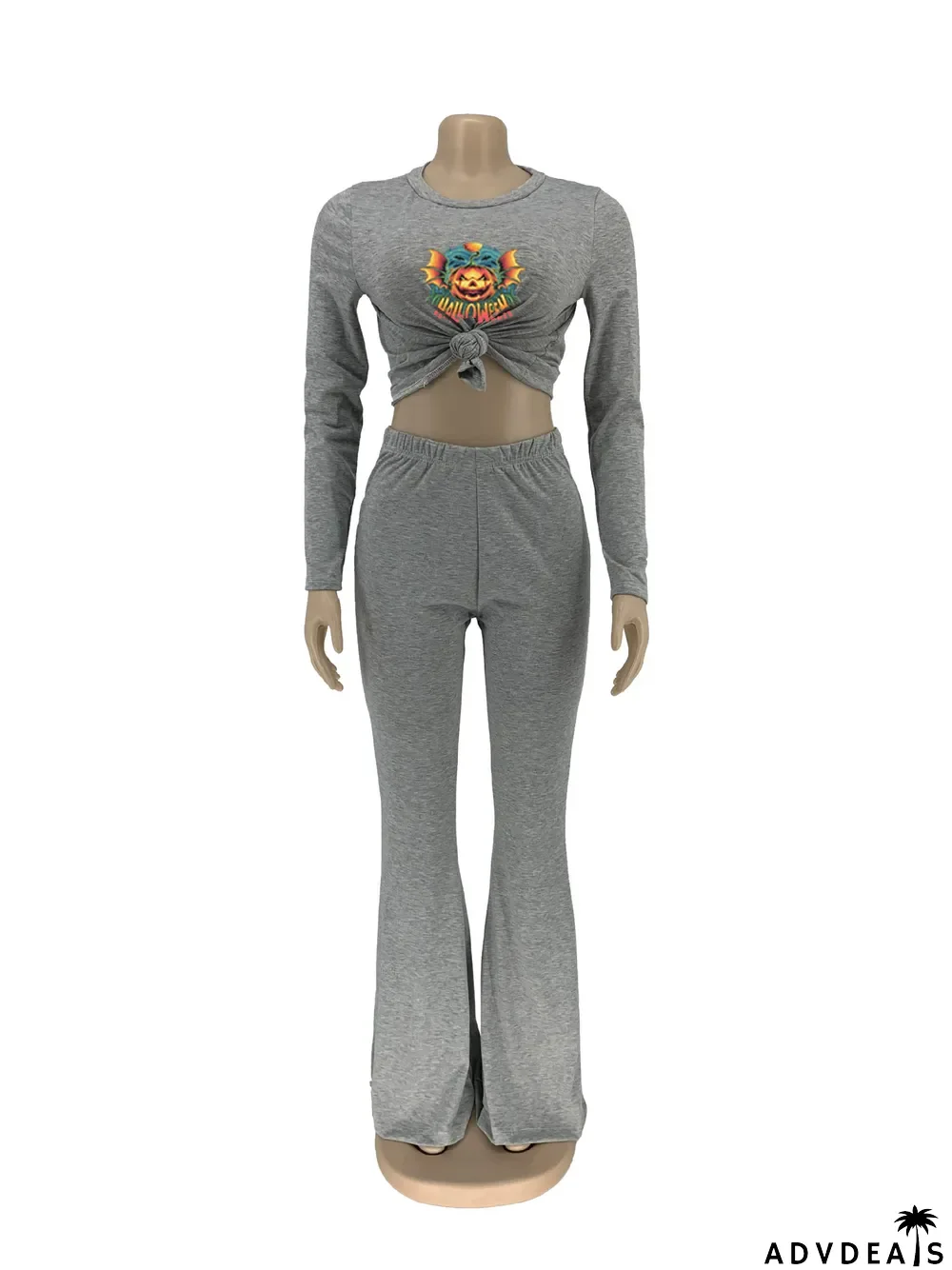 Fashion Crew Neck Print Casual Suit