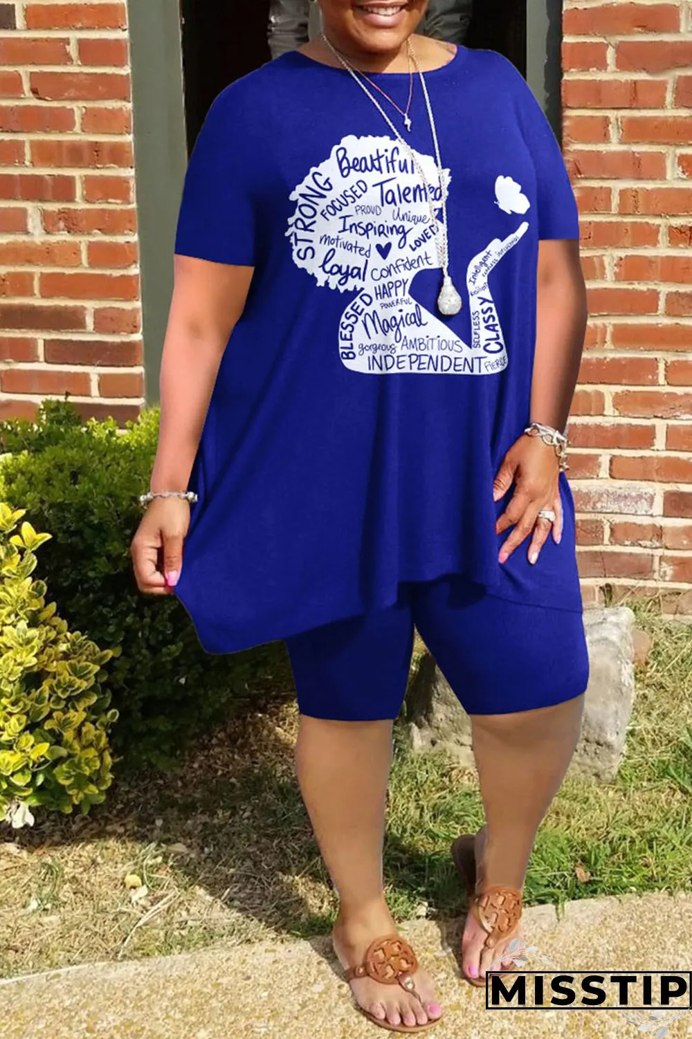 Burgundy Casual Street Print Patchwork O Neck Plus Size Two Pieces