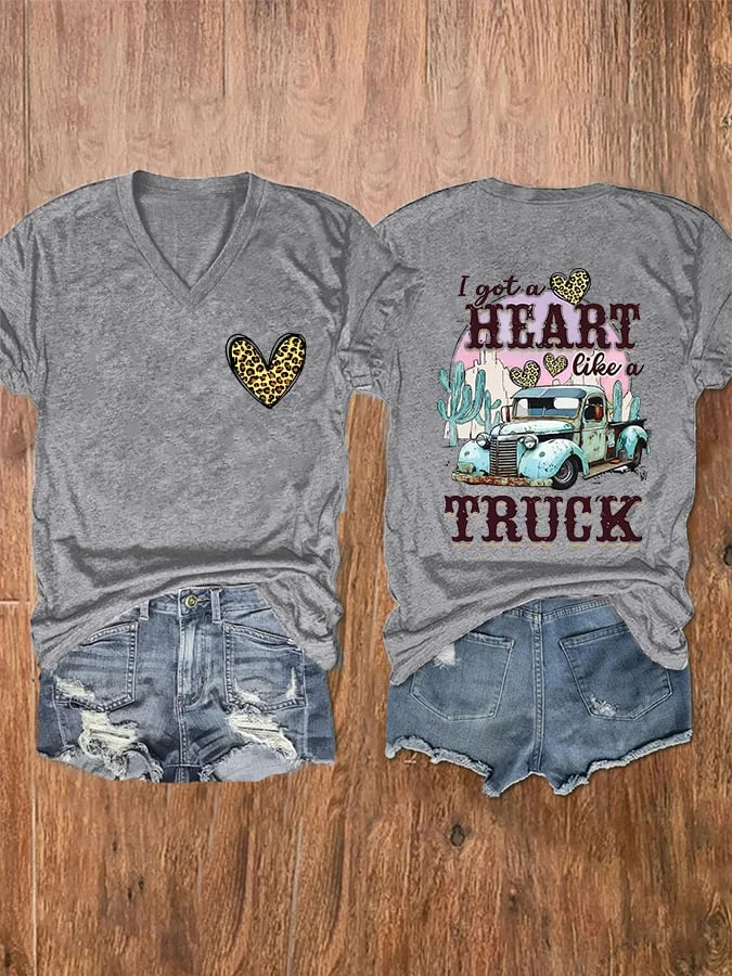Women's I Got A Heart Like A Truck V-Neck T-Shirt socialshop
