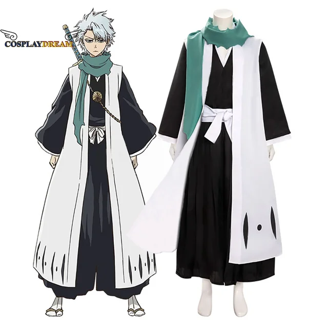 Anime Bleach Toshiro Hitsugaya Cosplay Costume Death Divisi 10th Captain Cosplay Costume  Male Unisex Halloween Party Kimono Set