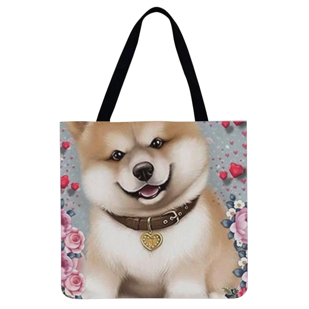 Linen Tote Bag -  Shiba Inu