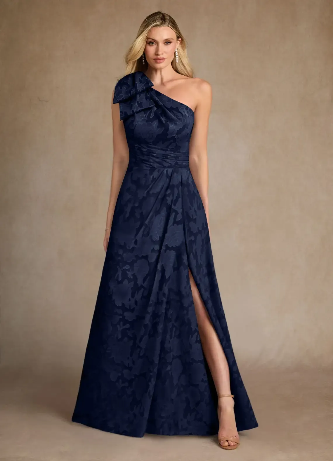 Lussooy Gorgeous One Shoulder Printing Sleeveless Split Mother of The Bride Dress 
