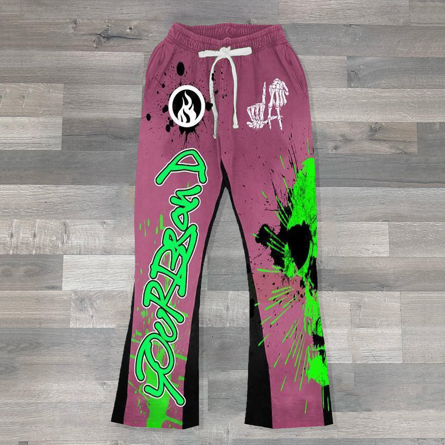 Skull Letters Print Sweatshirt Trousers