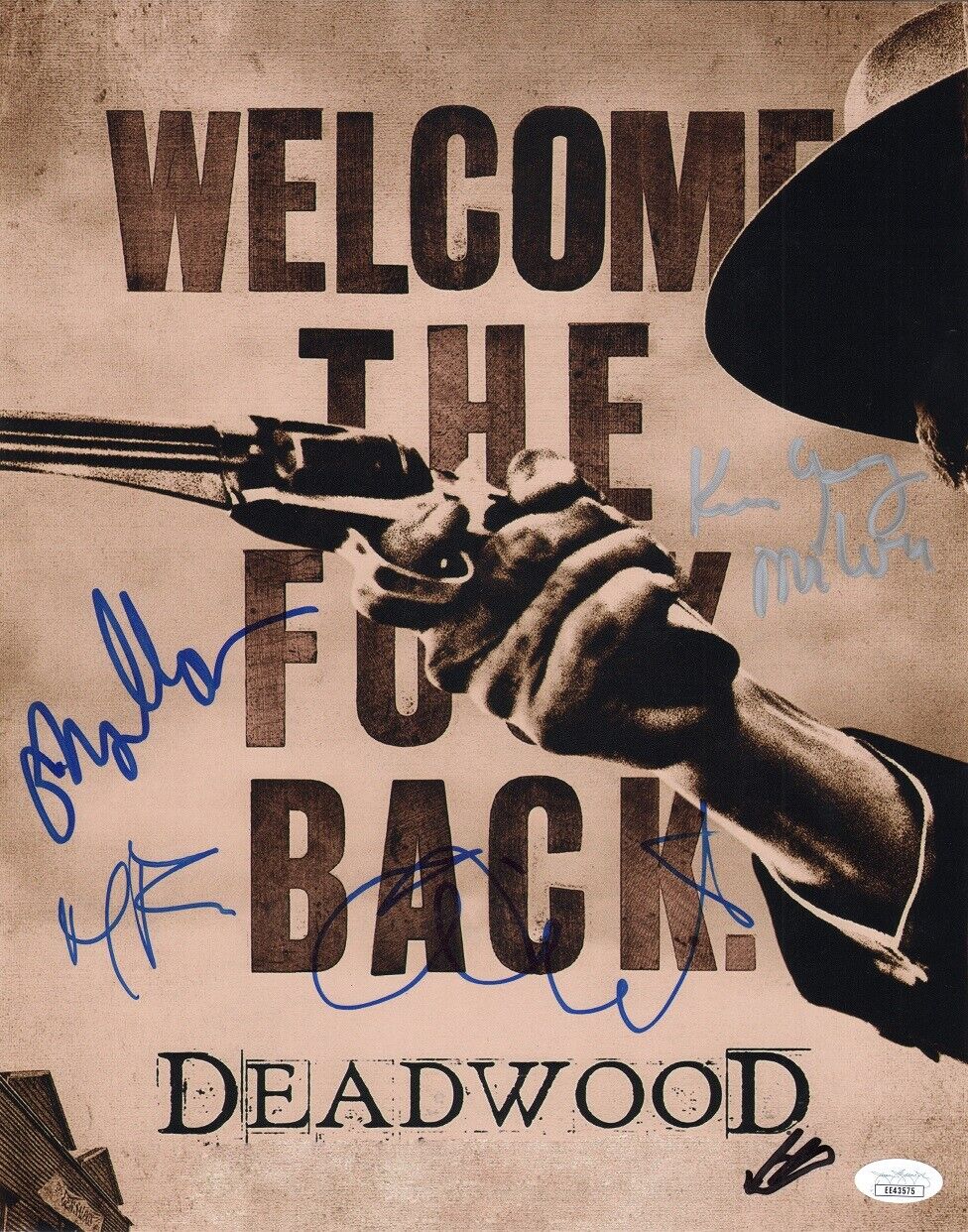 DEADWOOD Cast x4 Hand-Signed Timothy Olyphant