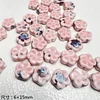 Lovely Painting Pink Flower Butterfly Beads DIY Jewelry Accessories