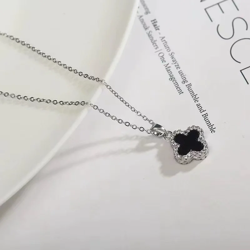 Zircon Double Face Clover Necklace