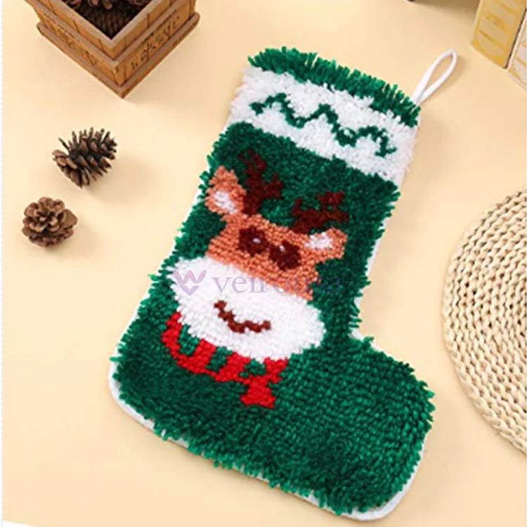 Deer Christmas Stocking DIY Latch Hook Kits for Beginners veirousa