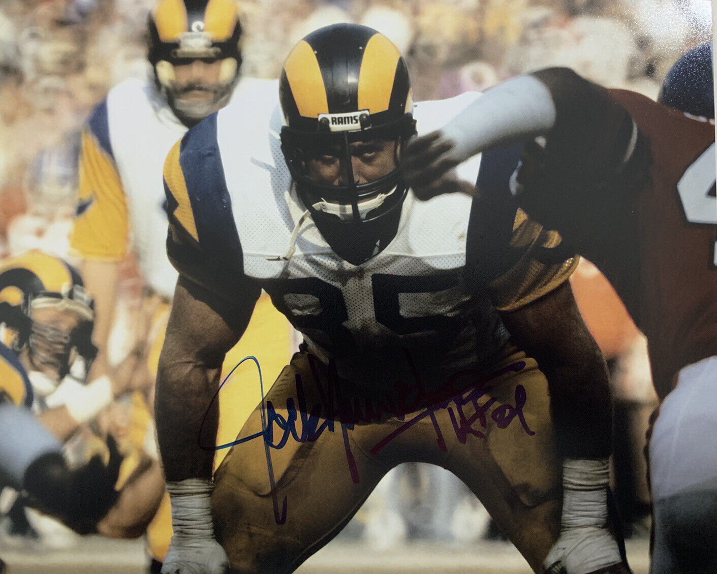 JACK YOUNGBLOOD HAND SIGNED 8x10 Photo Poster painting ST LOUIS RAMS AUTOGRAPHED AUTHENTIC RARE