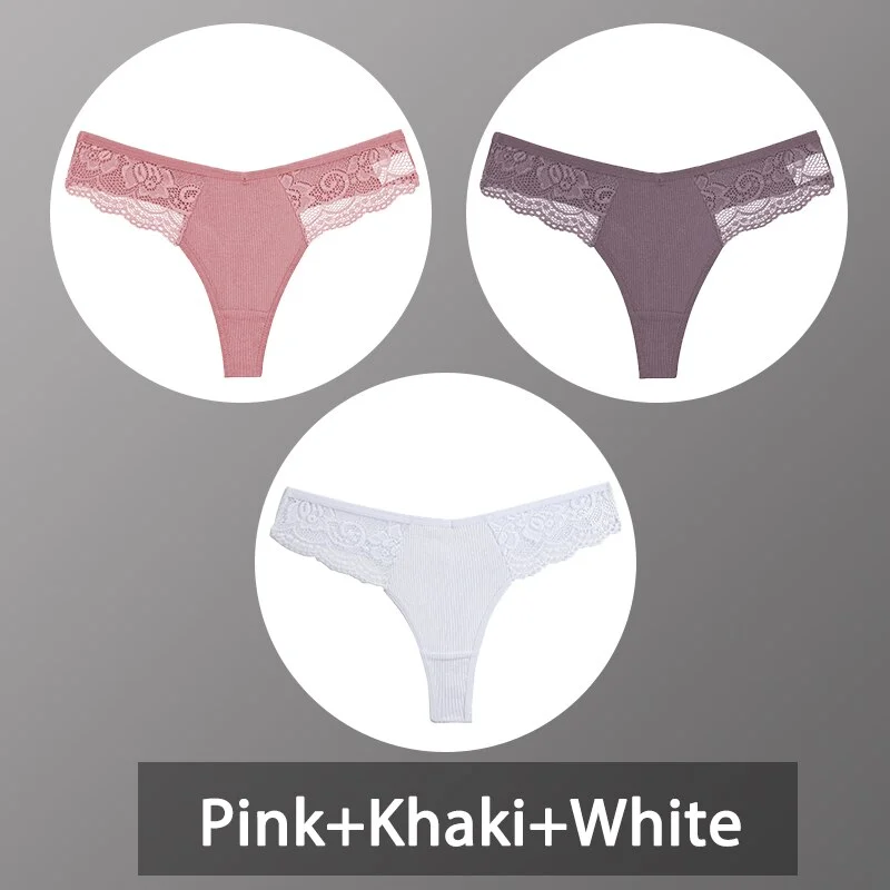 Billionm Women Cotton Panties Sexy Lace Underwear G-String Thong Perspective Hollow Out Lingerie Female Comfortable Low Waist Underpant