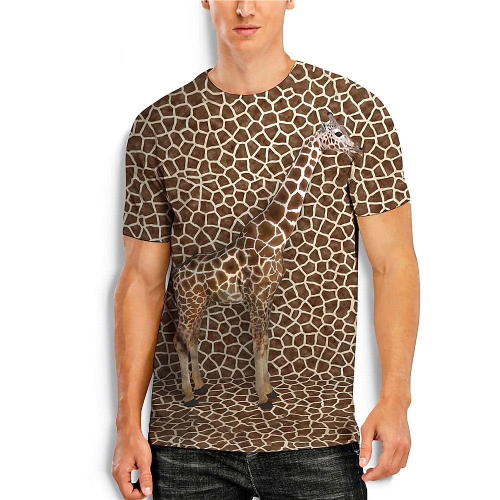 3D Graphic Short Sleeve Shirts Giraffe