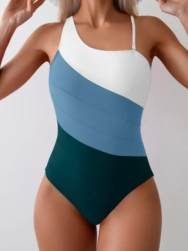 One Shoulder Tummy Control One Piece Swimsuit