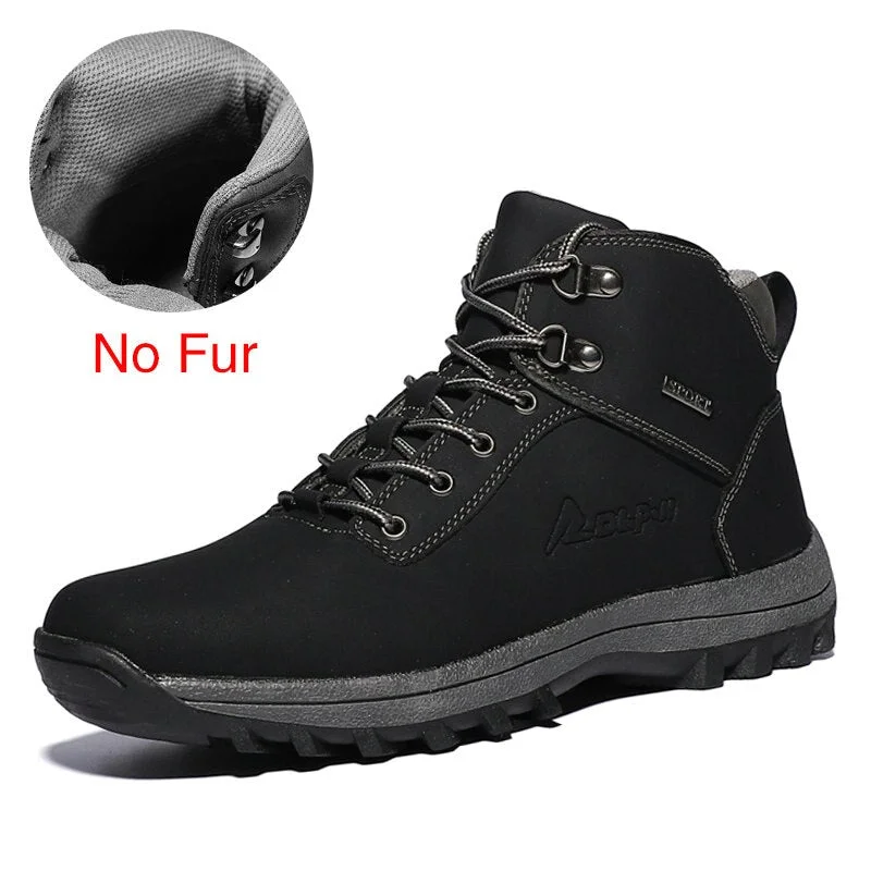 DEKABR Brand Genuine Leather Autumn Winter Warm Fur Classic Snow Boots Male Motorcycle Boots Men Warm Ankle High Top Men's Boots