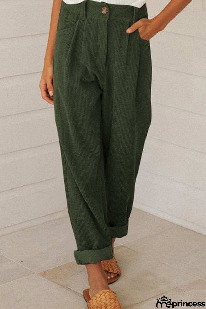 High Waisted Baggy Corduroy Pant