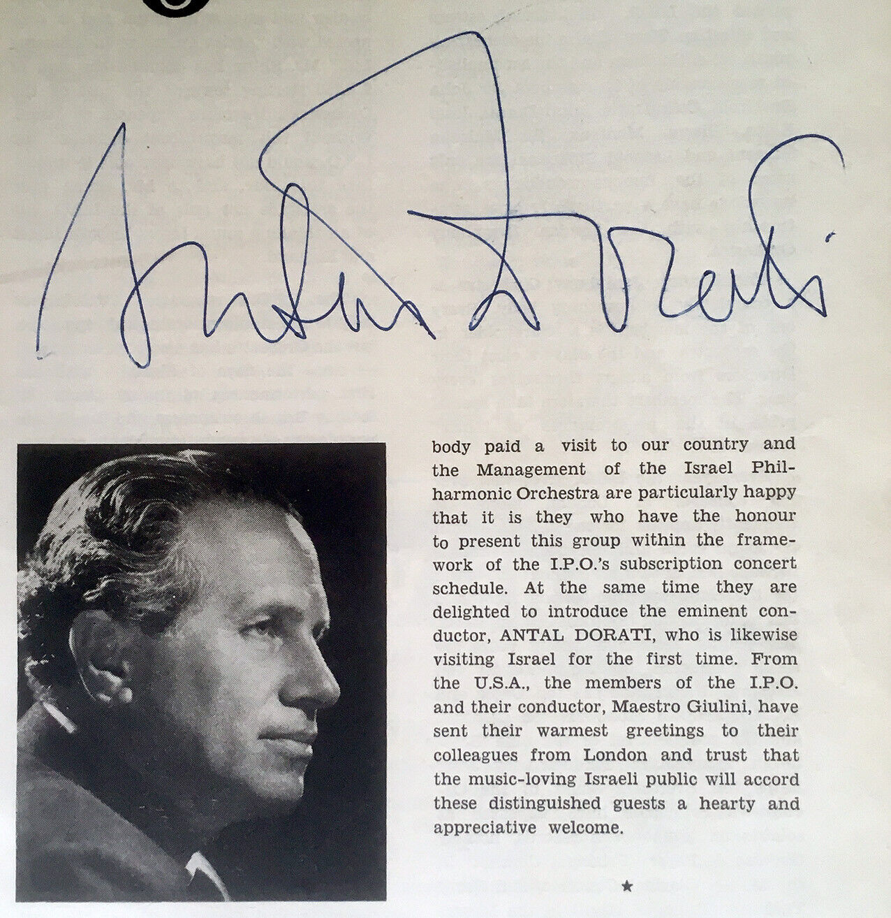 1960 Israel HAND SIGNED Autograph ANTAL DORATI Photo Poster painting LSO PROGRAM Mozart BRITTEN