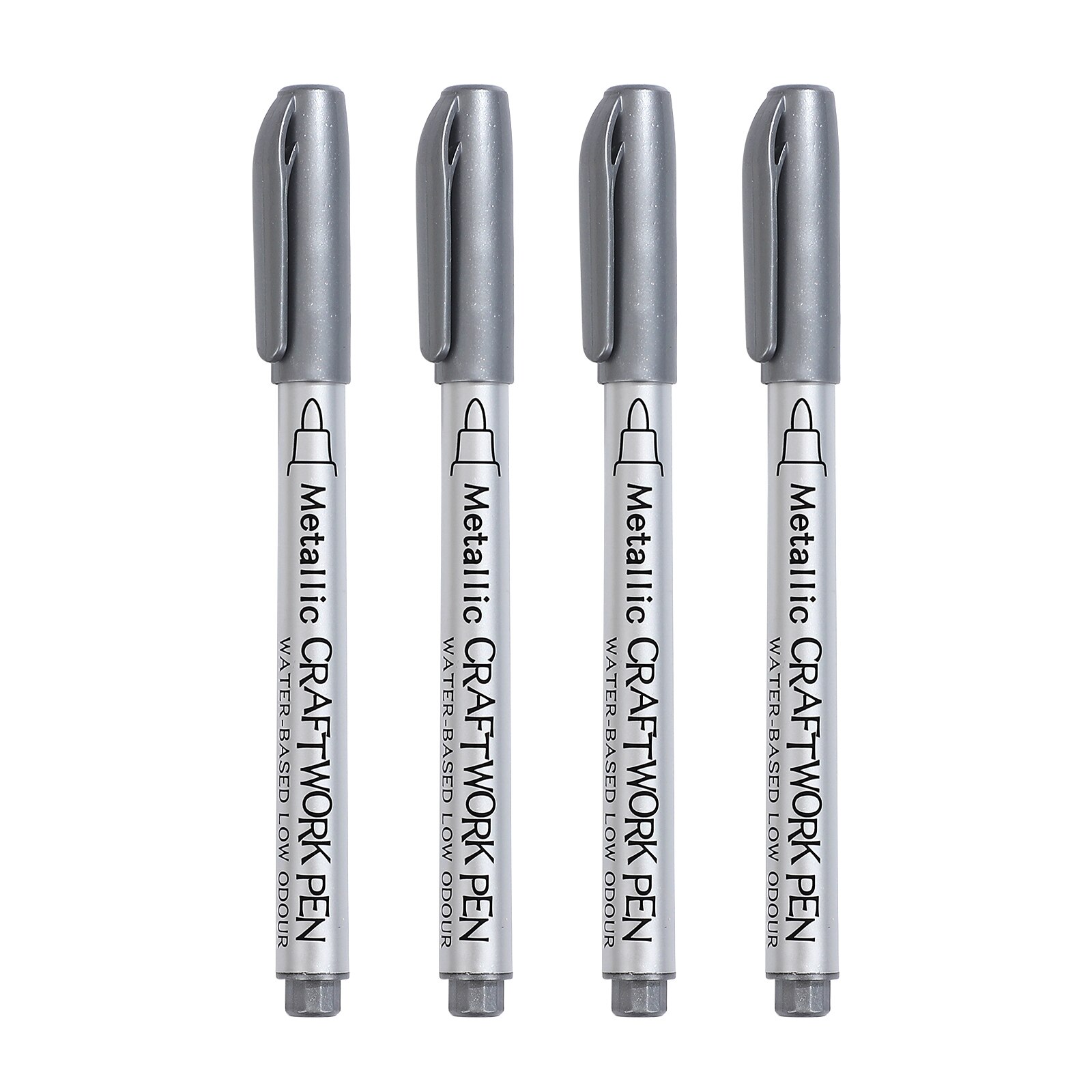 JOURNALSAY  4Pcs/Set Gold Silver Metallic Color Paintbrush Pen Student Drawing