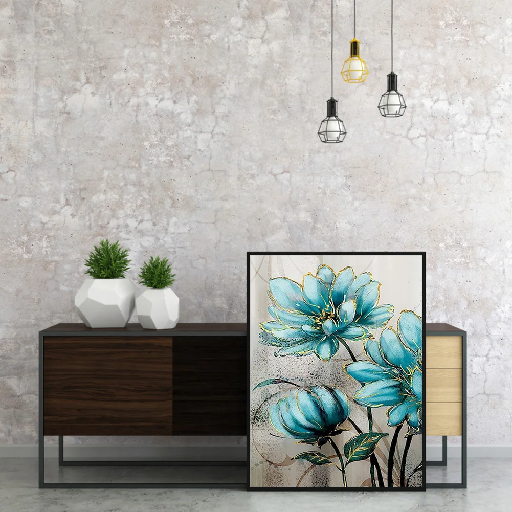 11CT Full Stamped Cross Stitch - Blue Flower(Canvas|40*50CM)