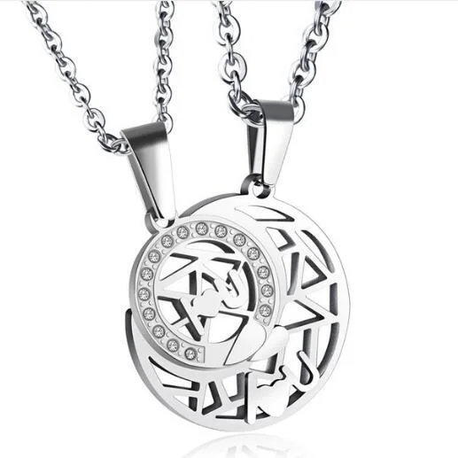 Buzzdaisy Sun&Moon Matching "I Love U" Necklaces For BFF Couples