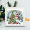5D DIY Partial Special Shaped Drill Diamond Painting Xmas Owl With Frame Kit 19.2x19.2cm