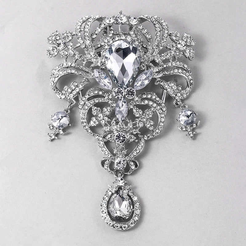 2 Pieces Fashion Pin Crown Alloy Rhinestones Women’S Brooches