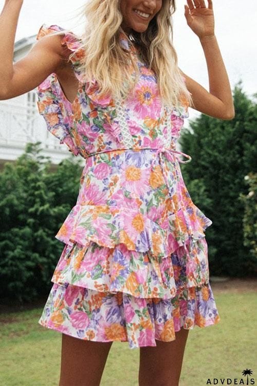 Mighty Good Time Flower Backless Mini Dress