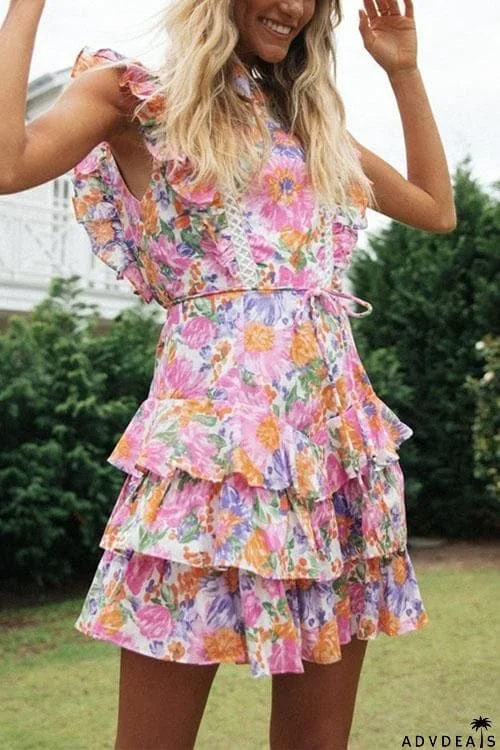 Mighty Good Time Flower Backless Mini Dress