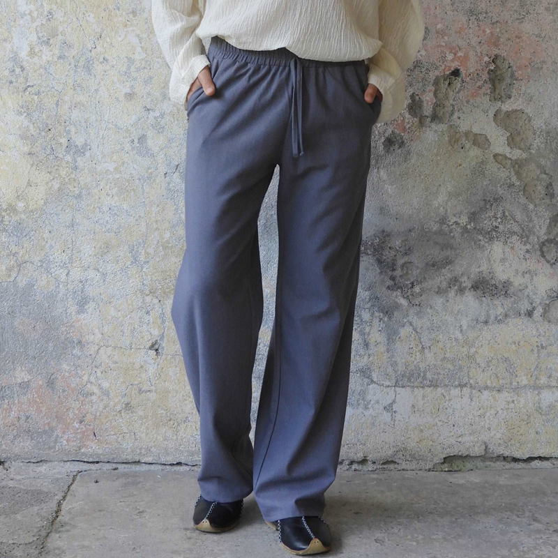 Men's Dark Grey Linen Blend Trousers