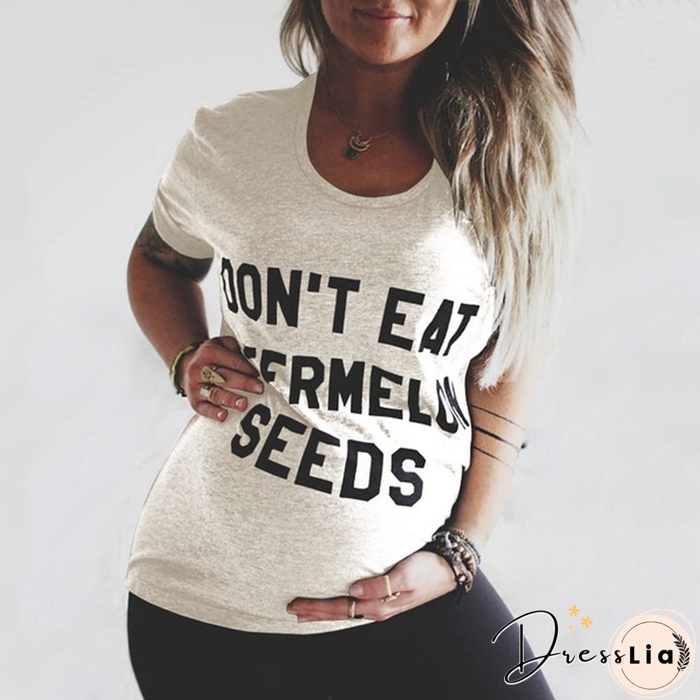 Women Summer Fashion Loose Pregnant T-Shirt Casual Funny Letter Print Top New Fashion Maternity T-shirt Blouse