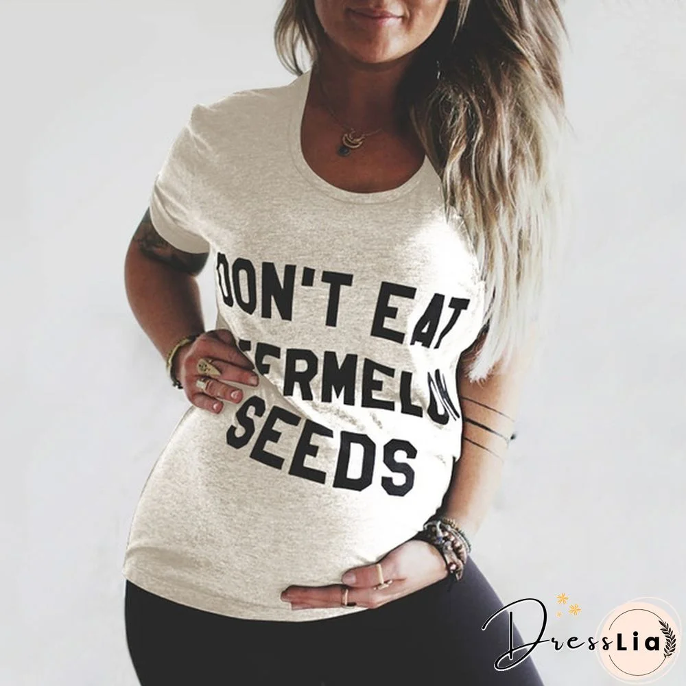 Women Summer Fashion Loose Pregnant T-Shirt Casual Funny Letter Print Top New Fashion Maternity T-shirt Blouse