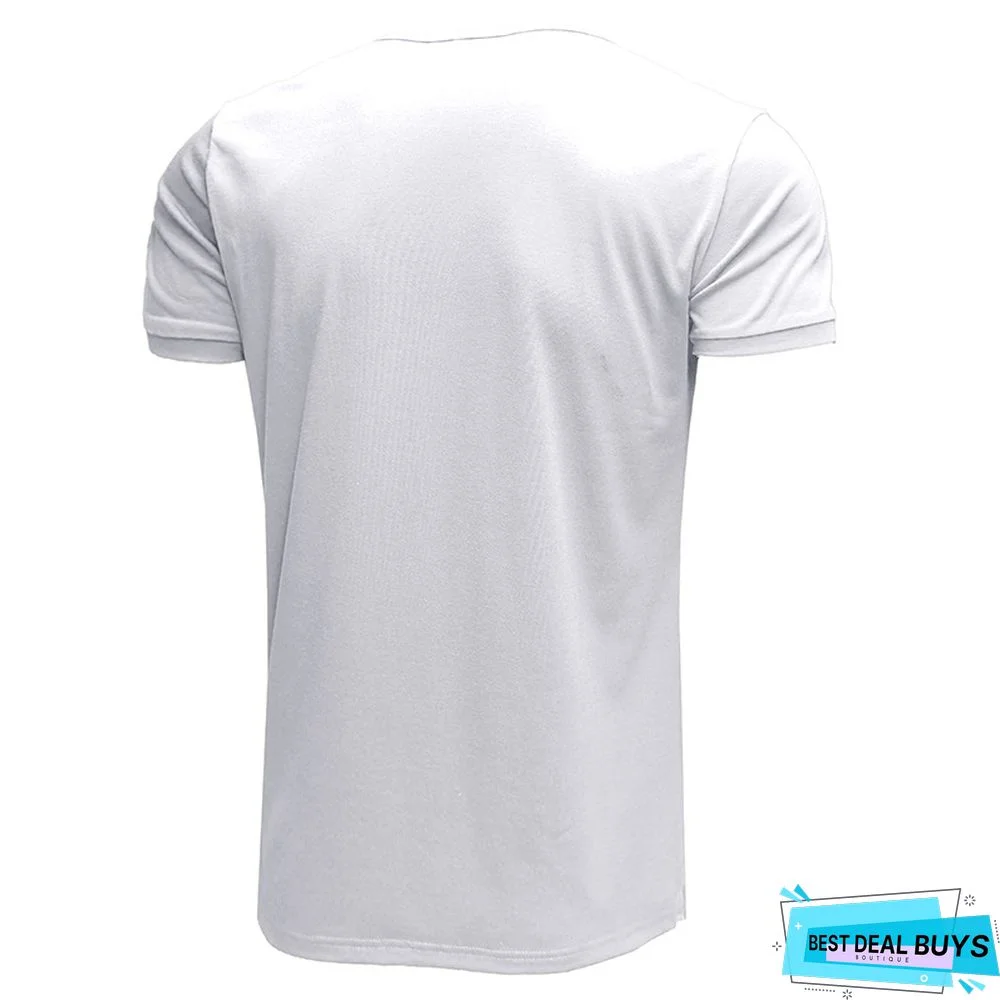 Men's Short Sleeve T-Shirt V-Neck Henry T-Shirt Men's Wear