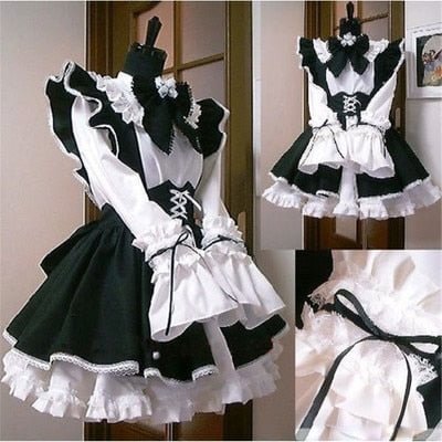 Anime Maid Outfit Black&White Apron Dress Lolita Cosplay Costume SP16732