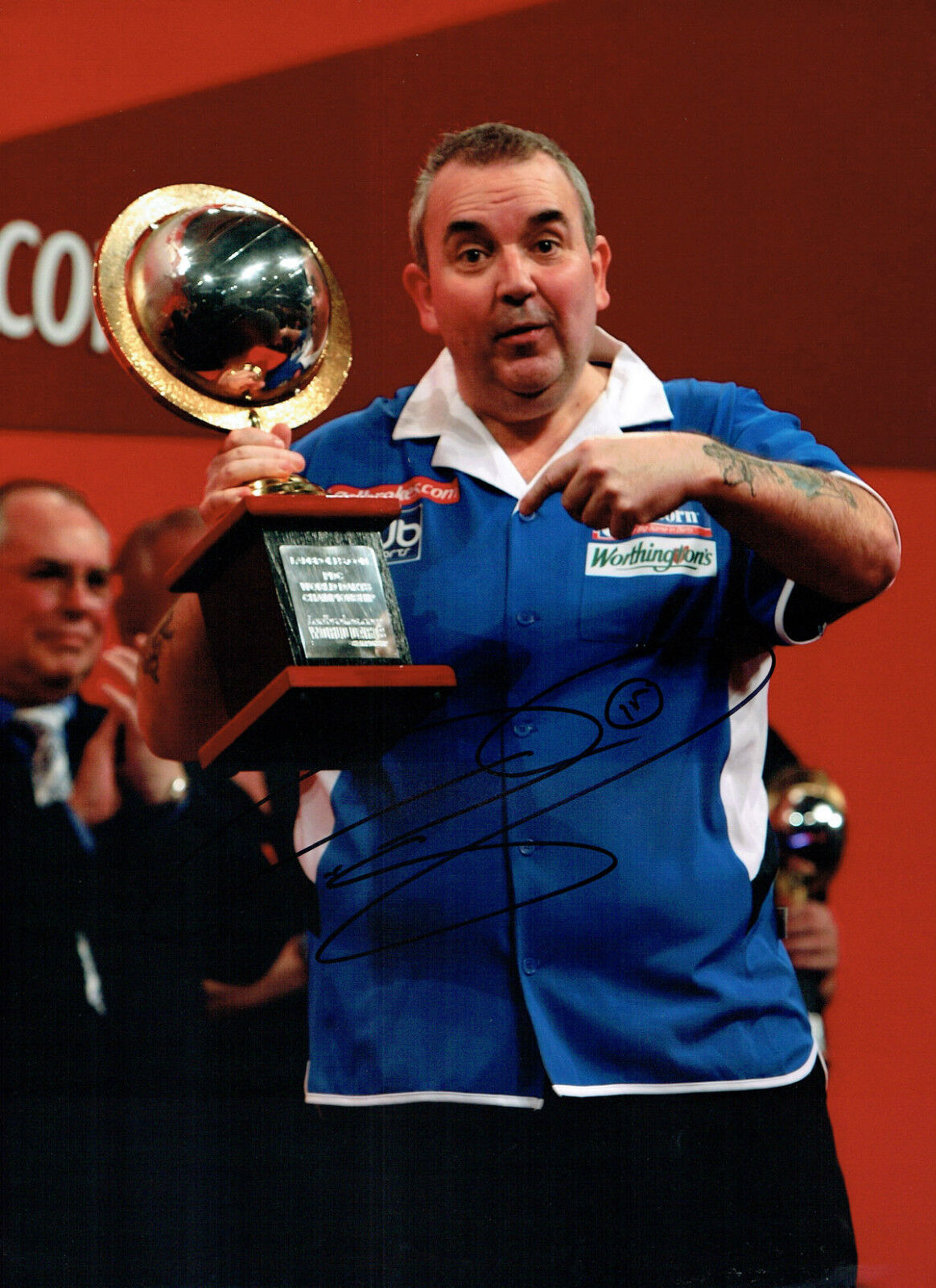 The POWER Phil TAYLOR Signed Autograph Darts Champion 16x12 Photo Poster painting AFTAL COA