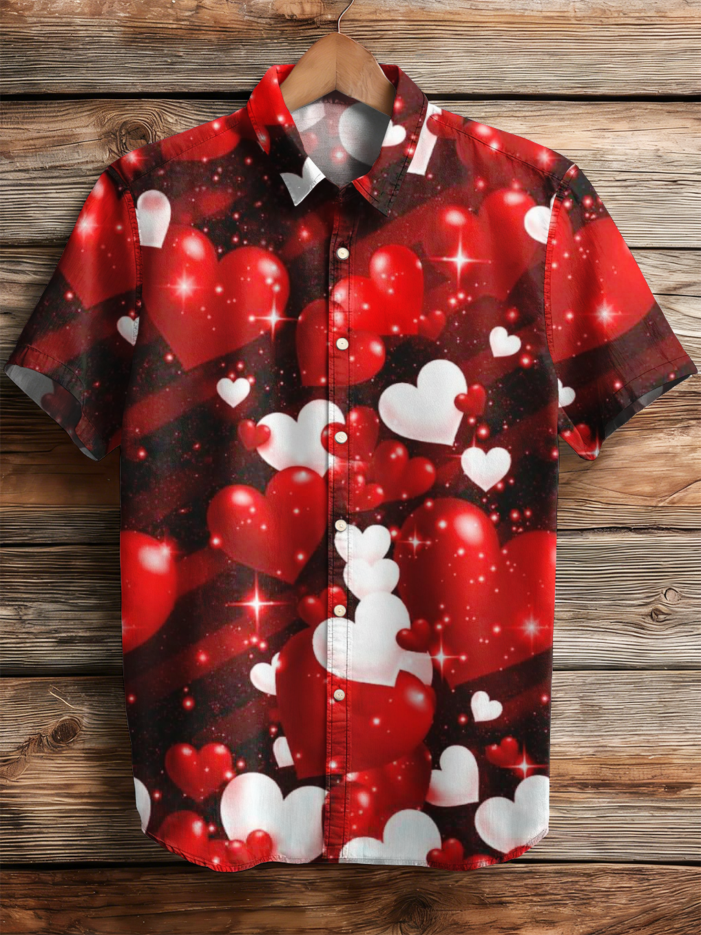 Men's Valentine's Day Heart-Shaped Shirt PLUSCLOTHESMAN