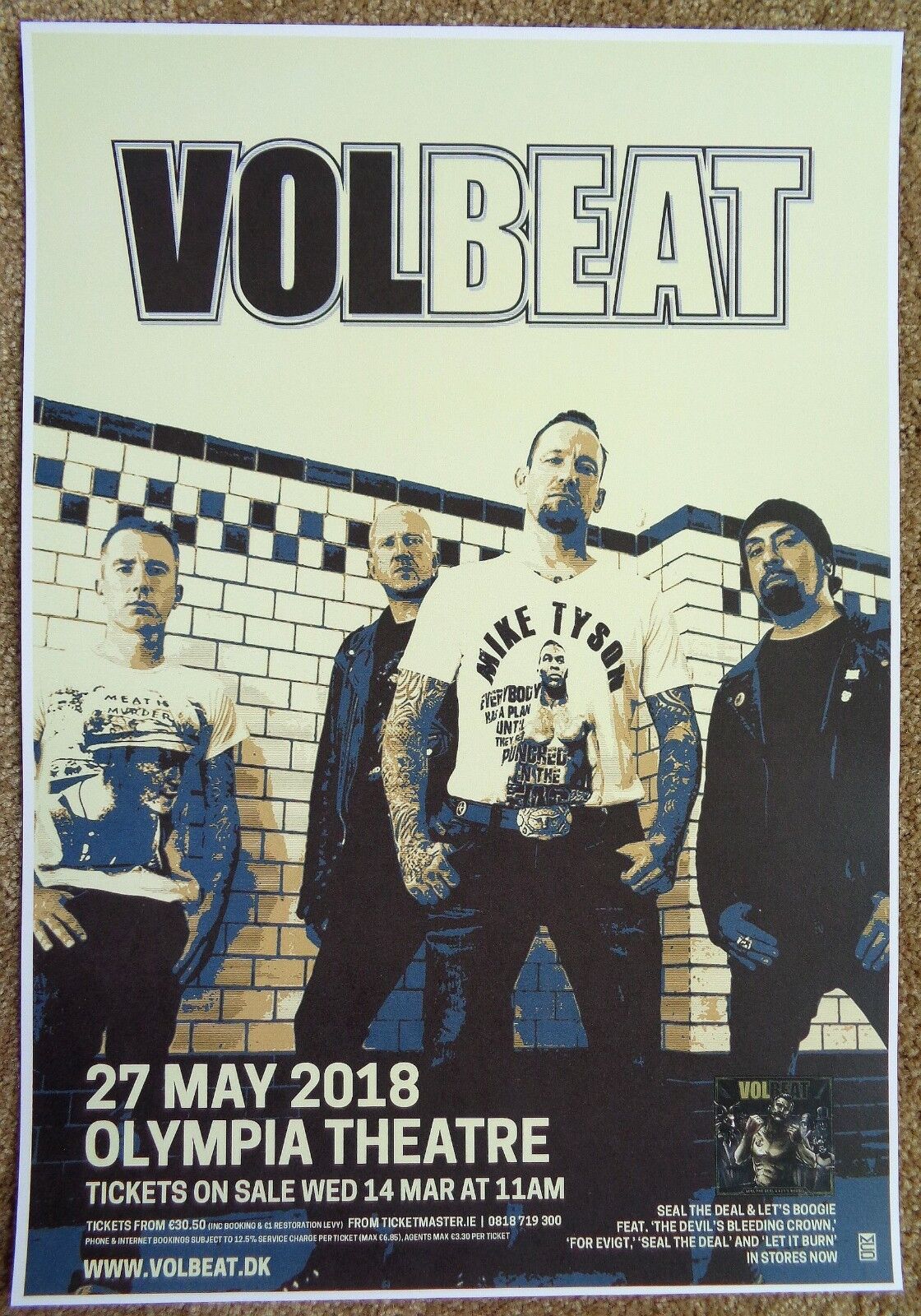 VOLBEAT 2018 Gig POSTER Dublin Ireland Concert