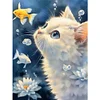White Cat Watching Fish-11CT Stamped Cross Stitch 40*53cm/15.75*20.87in