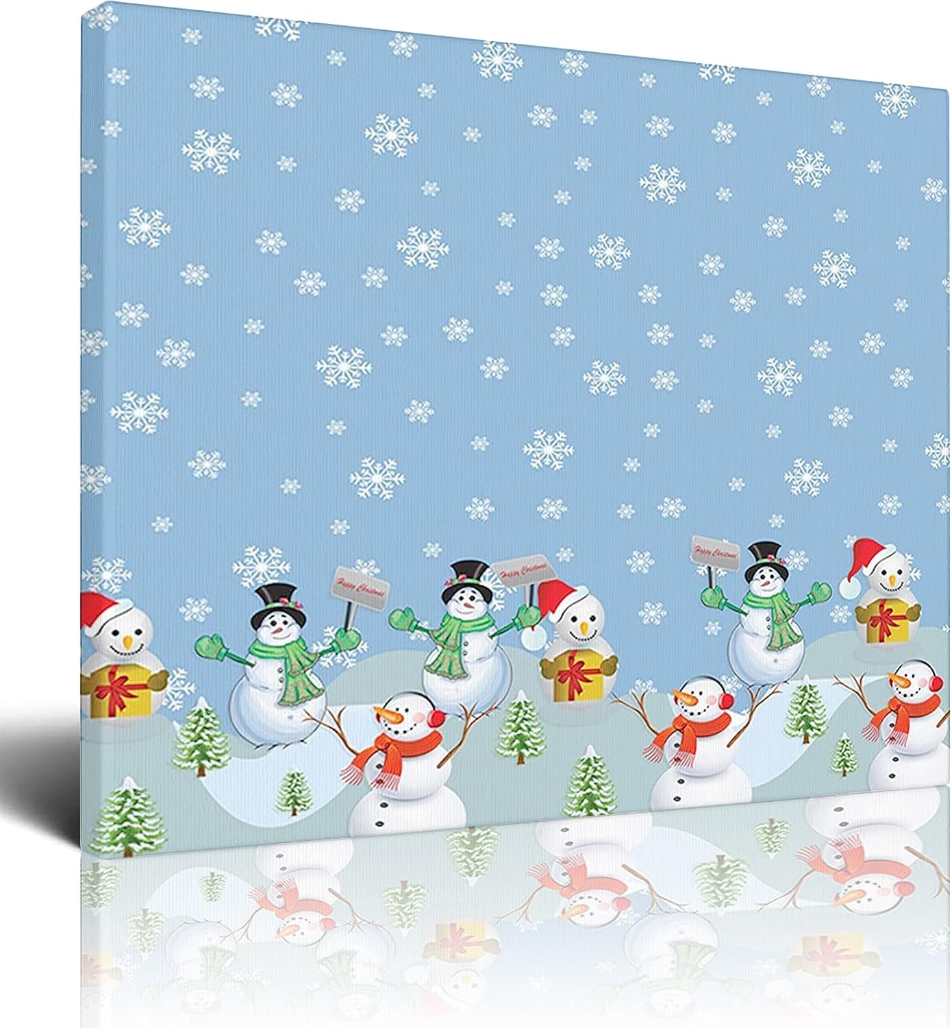 Christmas Canvas Wall Art Pictures for Living Room,Cartoon Winter Trees Snowflakes,Wall Decoration Decor Office Picture Framed Artwork Decor for Home Bedroom Decoration,Multicolor - 16x24 Inch 16x24 Inch