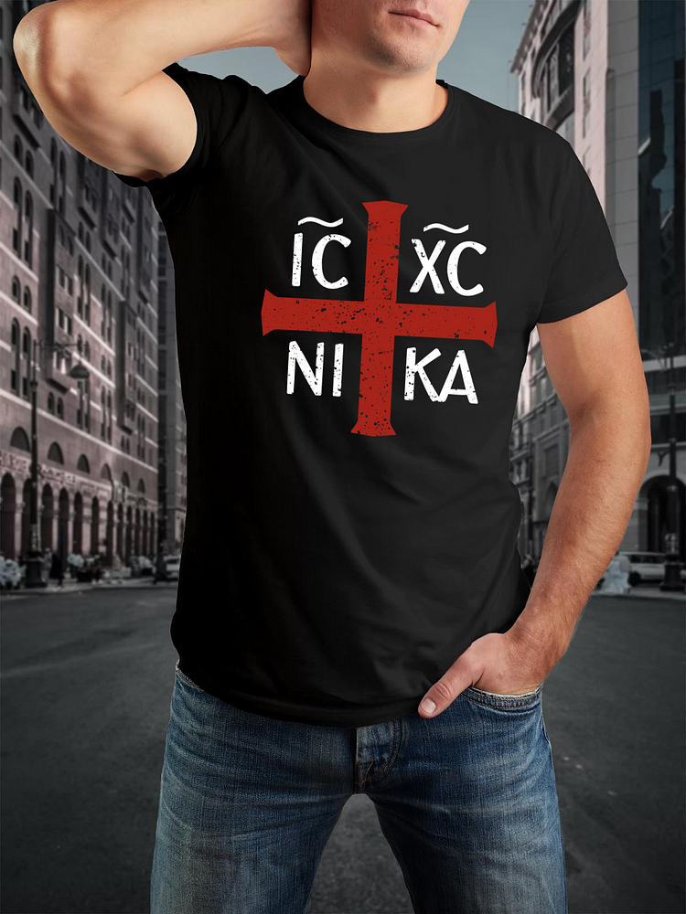 ICXC NIKA Jesus Cross Crew Neck T-Shirt
