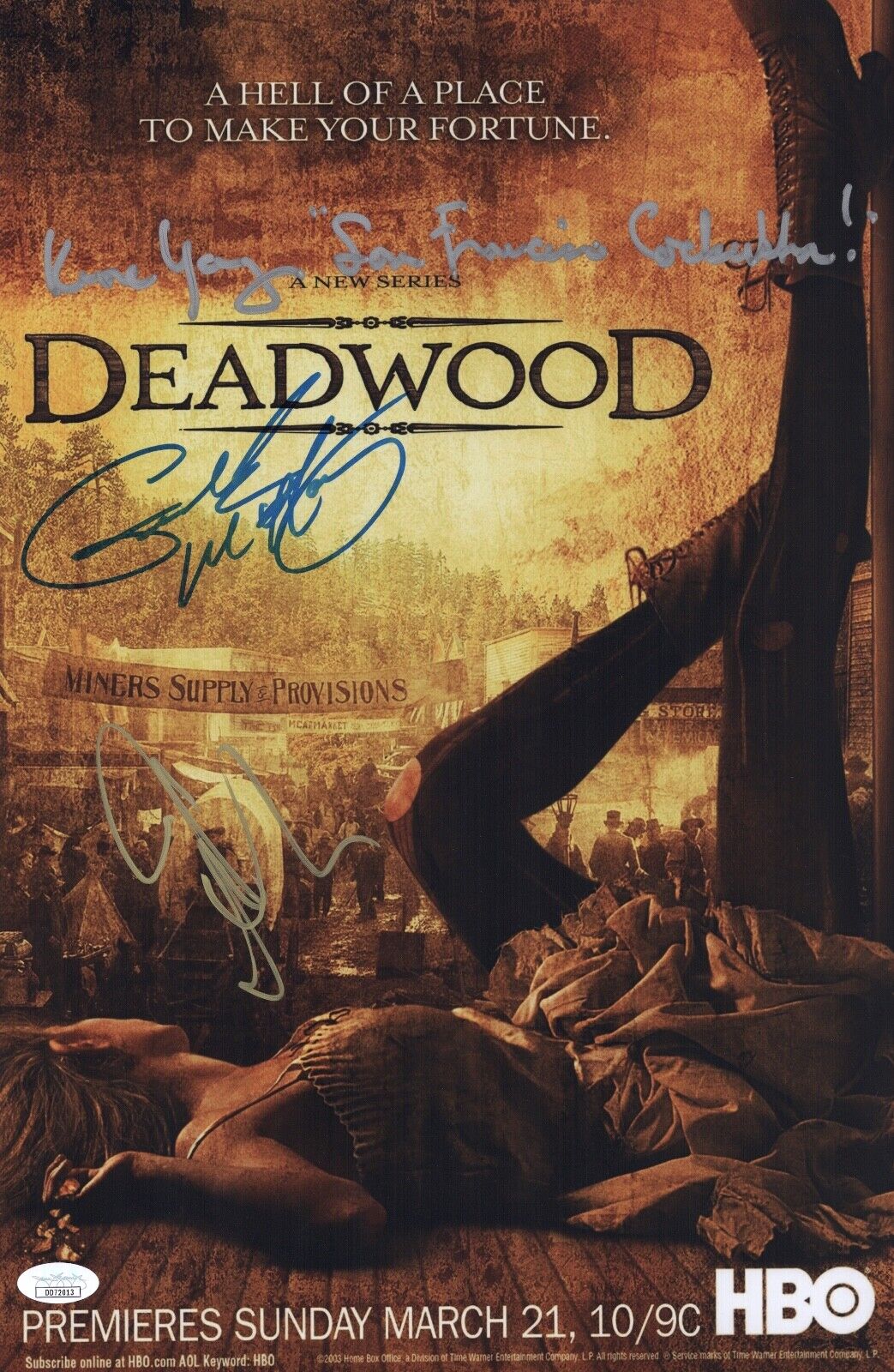 Ian McShane DEADWOOD Cast X3 Signed 11x17 Photo Poster painting IN PERSON Autograph JSA COA