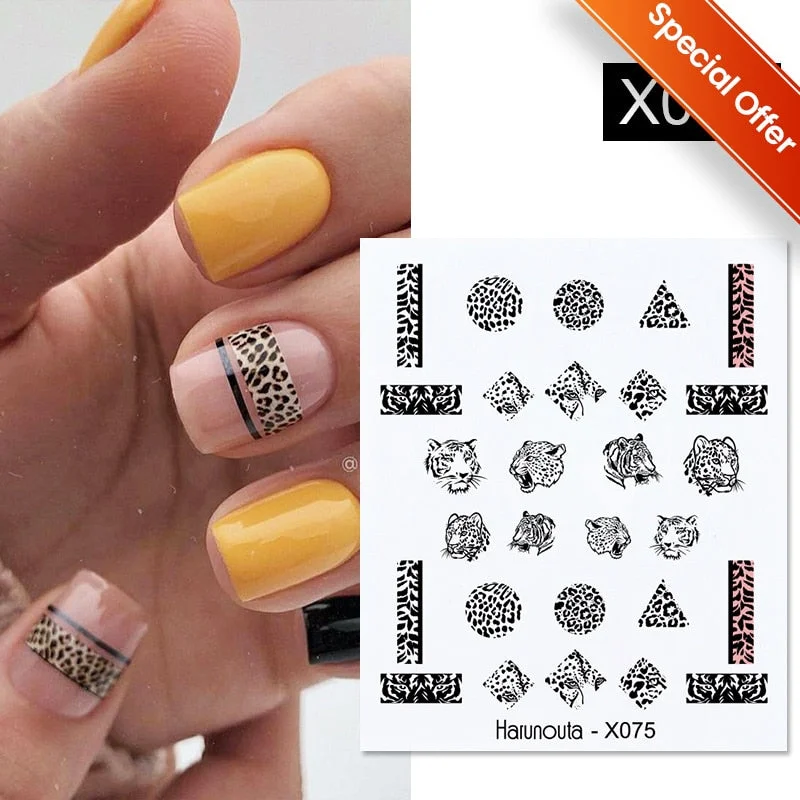 Harunouta Geometrics Gradient Volcanic Cloud Water Decals Colroful Wave And Rainbow Pattern Slider Stickers For Nails Decoration-Nail Inspo