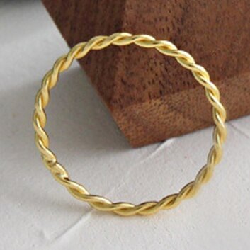 YOY-Simple Hemp Pattern Gold Plated Circle  Fashion Retro Rings