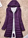 Women's plus size curvy down jacket pocket plain casual everyday long sleeve hoodie